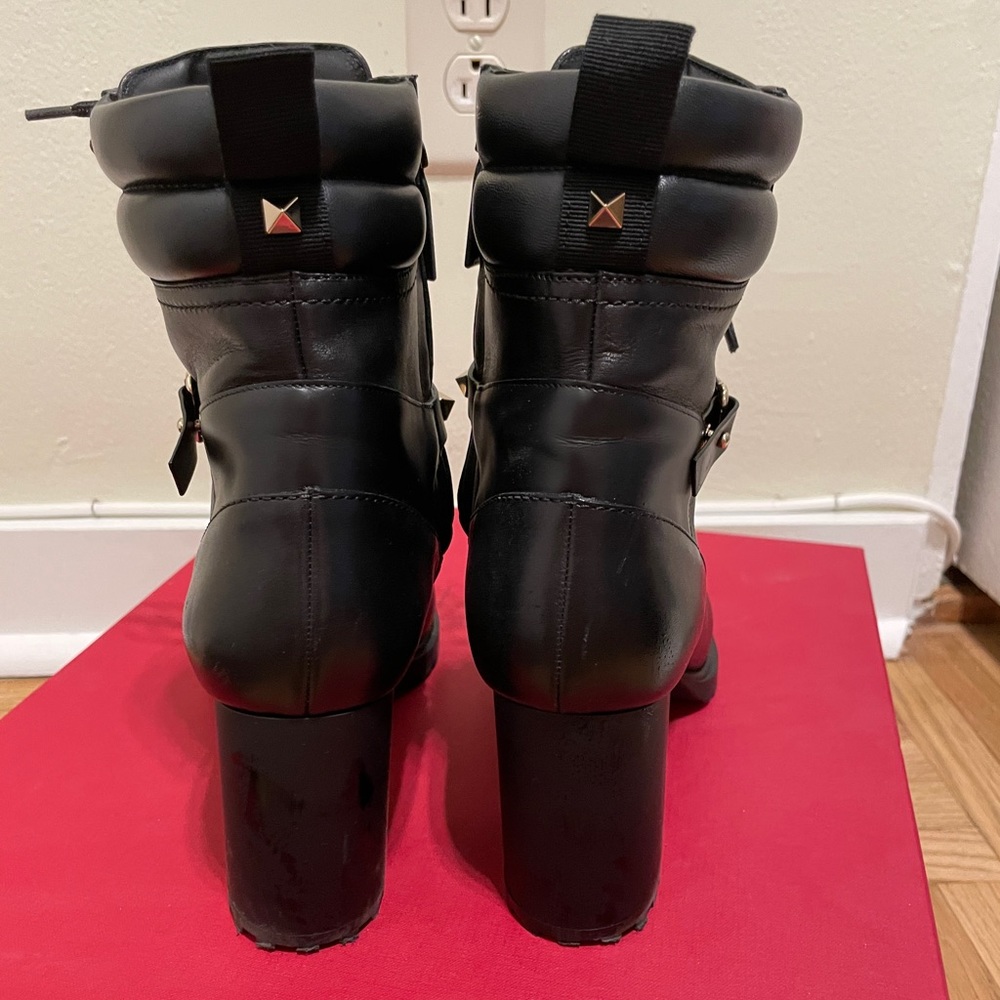 Valentino Black Leather Lace-Up Combat Boots - Picture 12 of 13